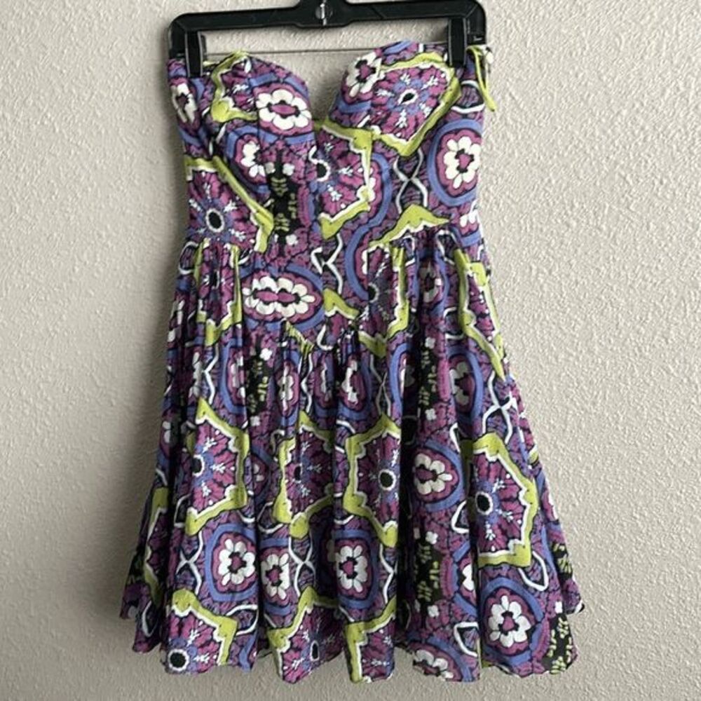 Nicole Miller‎ Studio strapless floral silk tube dress